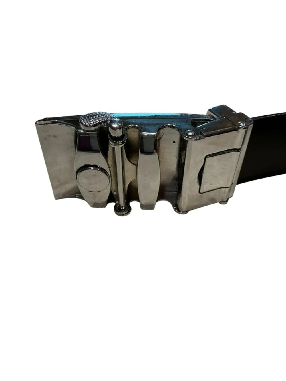 United States Marine Corps Leather Ratchet Belt With Engraved Chrome Buckle Mens
